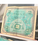 Two 1944 WW2 Allied Military Currency France 2 FRANCS World War II AMC - $33.83 CAD