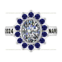 Custom Oval Halo Class Ring Graduation Gift Grateful Essence Collection S 925 - $121.54