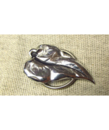 Vintage Pewter Leaf Scarf Clip - $14.16