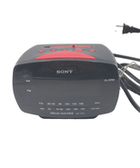 Black Red Sony Dream Machine Clock Radio Model ICF-C111 Alarm Music AM F... - $29.69