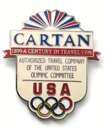 Cartan USOC Authorized Travel Company USA Olympic Committee Pin Rings VT... - $17.68 CAD