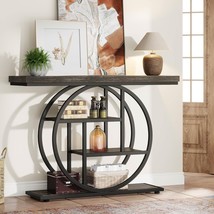 Modern 41-inch Circular Base Foyer Entryway Table with Black Wood Finish Shelves - $5,028.47 MXN