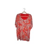 Catherines Plus Size 2X Orange Paisley Print Top Y2k Fall Halloween Festive - $423.25 MXN