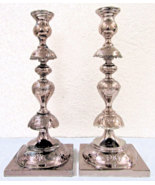 Antique Fraget N Plaque Sabbath Candlesticks 19th Century Judaica, a Pair - £567.45 GBP