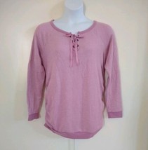 Isabel Maternity by Ingrid &amp; Isabel Women Textured Lace-up Pink Sweatshirt M - £15.45 GBP