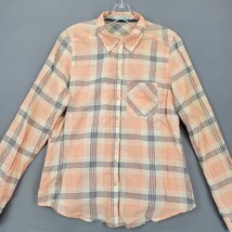 Maurices Women Shirt Size M Orange Stretch Plaid Classic Long Sleeve Buttons Top - £9.41 GBP