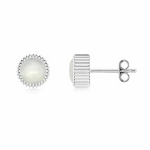 ANGARA 5mm Natural Solitaire Moonstone Beaded Halo Stud Earrings in Silver - £125.62 GBP+
