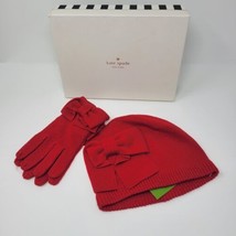 Kate Spade Dorothy Bow Beanie  &amp; Glove Box Set Charm Red NWB - £31.17 GBP