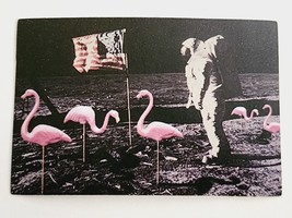 Astronaut Standing with Flag and Flamingos Sticker Decal Embellishment Awesome - £1.83 GBP