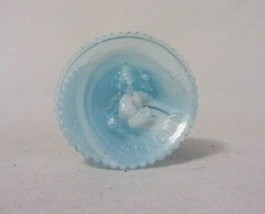 Mosser Glass Teal Blue &amp; White Slag Beaded Edge Balloon Clown Miniature Plate - £4.72 GBP