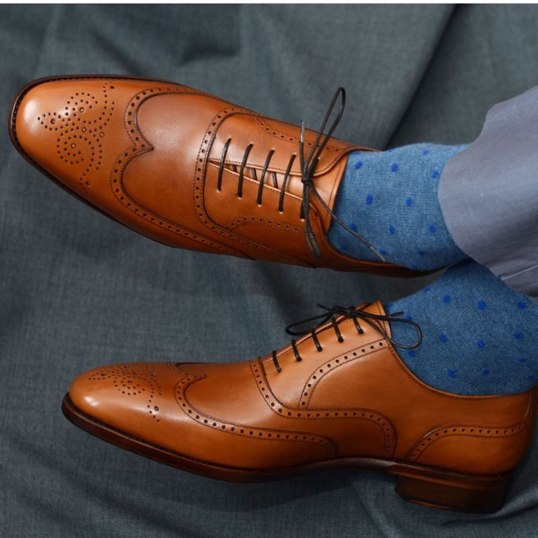 NEW Tan Color Wing Tip Handmade Shoes, New Fashion Leather Simple Dress Shoes