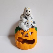 Vintage Halloween Candle Holder Spooky  Decor Pumpkin Ghosts Kmart Tealight - $14.01