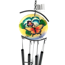 Butterfly Chimes Outdoor Glass Metal Porch Patio Home 28&quot; - £27.81 GBP