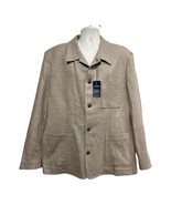 Stafford Shacket Mens XXL Oatmeal Wool Jacket Shirt Button Down Academia... - $51.10