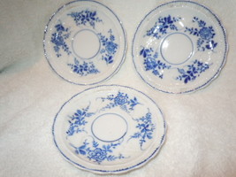 Vintage Blue Delft Flower Design Saucers - £3.18 GBP