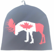 Canadian Moose With Canada Flag Winter Tuque Beanie Unisex Adult Size Bl... - $13.16