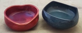 Lot of 2 Vintage Red and Blue Decorative Serveware Ceramic Bowl AZiza - £7.91 GBP