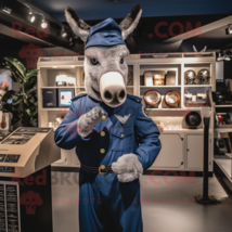 Navy Donkey mascot costume character dressed with a Jumpsuit and Cufflinks - £1,060.33 GBP