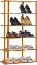 Shoe Rack, 6 Shelf Bamboo Free Standing Storage Cabinet Display Organizer For - £62.28 GBP