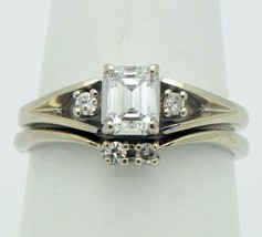 1/3+ ct Diamond Bridal Wedding Ring Set REAL Solid 14 K White Gold 4.1 g Size 7 - £976.32 GBP