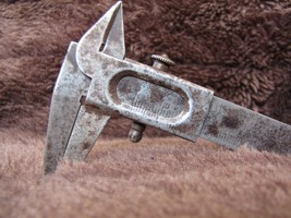 Vintage Metal Caliper - Window, Stopper, Depth, Rust, 5” 12 cm Germany 1930s - £34.83 GBP