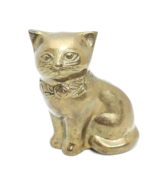 Brass Cat Kitten Figurine Statue 4.75&quot; Tall Sitting Tail Curled Vintage ... - £11.09 GBP
