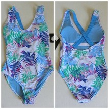 Marilyn Monroe Blue White Jungle One Piece Swimsuit Women size Large Pul... - £8.03 GBP