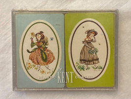 Vintage playing cards two decks in plastic box old fashioned girls Kent - £2.35 GBP