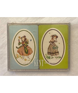 Vintage playing cards two decks in plastic box old fashioned girls Kent - £2.35 GBP