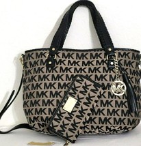 MICHAEL KORS BENNET LARGE BLACK LOGO SIGNATURE TOTE +/OR MATCHING WALLET... - £71.38 GBP+