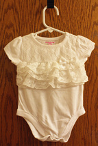 Garanimals White Baby Girl Bodysuit - One-Piece w/ Lace - Size 3-6 months - £9.07 GBP