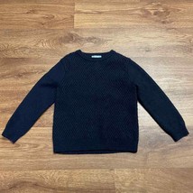 Jacadi Boys Solid Navy Blue Pullover Sweater Textured Geometric Size 4 Toddler - £28.18 GBP