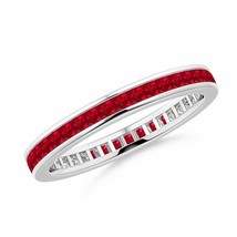 ANGARA Channel Set Square Ruby Eternity Wedding Band in 14K Solid Gold - £994.50 GBP