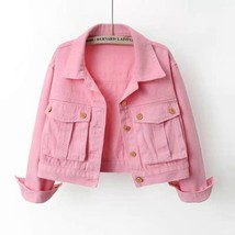 Luxury stylish pink short denim jacket for women streetwear women jacket - £126.53 GBP