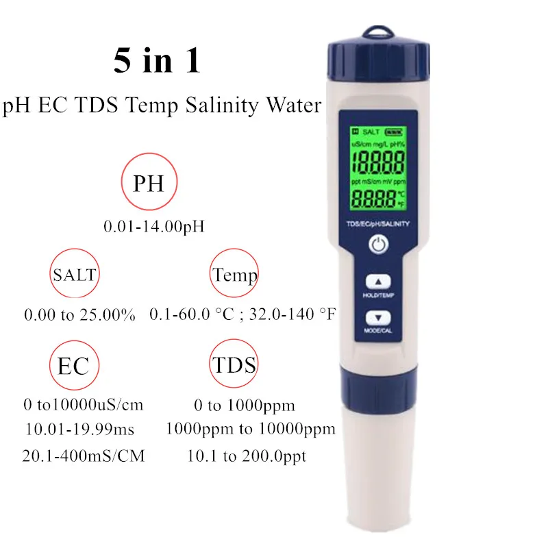 4 in 1 PH/TDS/EC/Temp Meter Waterproof PH Meter Water Quality PH Tester For Pool - £230.02 GBP