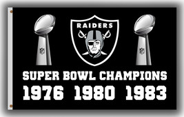 Las Vegas Raiders Football Team Memorable Flag 90x150cm 3x5ft Champions ... - £11.78 GBP