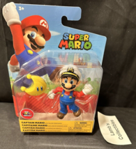 Super Mario World of Nintendo 4&quot; Captain Mario figure with moon accessory Jakks - £37.86 GBP