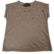 Buzz Boutique Brand Beaded Glitter Blouse Brown Size Large NWT - £11.63 GBP