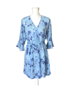 Secret Treasures Womens Floral Robe Size M Blue Bell Sleeves Lightweight... - $24.46