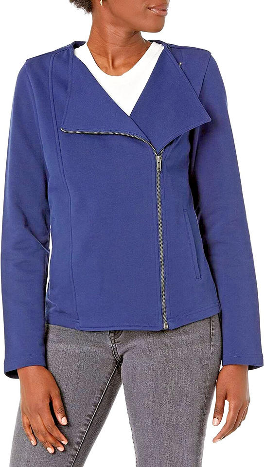 Caralynmirand The Drop Knit Moto Jacket Size XXS Navy Long Sleeve ~ NWT