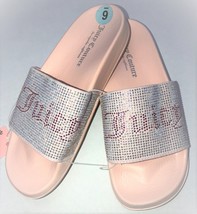 Juicy Couture Women&#39;s Wander Rhinestone Sparkle Glitter Logo Slide Sandals NEW - £32.07 GBP