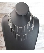 Natasha Necklace Silver Tone - Long Can Be Layered - Statement Necklace - £11.79 GBP