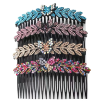 Butterfly Leaf Rhinestone Hair Side Comb Barrette Elegant Sparkling Acce... - £9.83 GBP