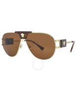 Versace VE2252 147073 Sunglasses Gold Frame Dark Brown Frame 63mm - $475.00