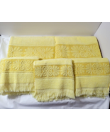 Set 5 Yellow Cannon Monticello Towels 2 Bath + 3 Hand Santa Cruz Fringe ... - $57.41