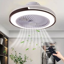 Bedroom Ceiling Fans With Lights, Dimmable Hidden Electric Fan In White Coffee, - £103.72 GBP