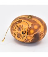 Handcrafted Carved Gourd Art Sleeping Cat Kitten Kitty Ornament Made in Peru - £4.68 GBP