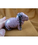 (Y-RAM-722) Pink black rhodonite RAM SHEEP gemstone FIGURINE BIGHORN rams - $32.05 CAD