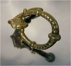 Vintage Art Deco Brass Drawer or Cabinet Door Dragon Head Pull Ring - £12.90 GBP