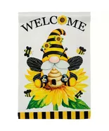 Welcome Bees &amp; Gnome Spring Garden Flag-2 Sided, 12" x 18" - $6.99